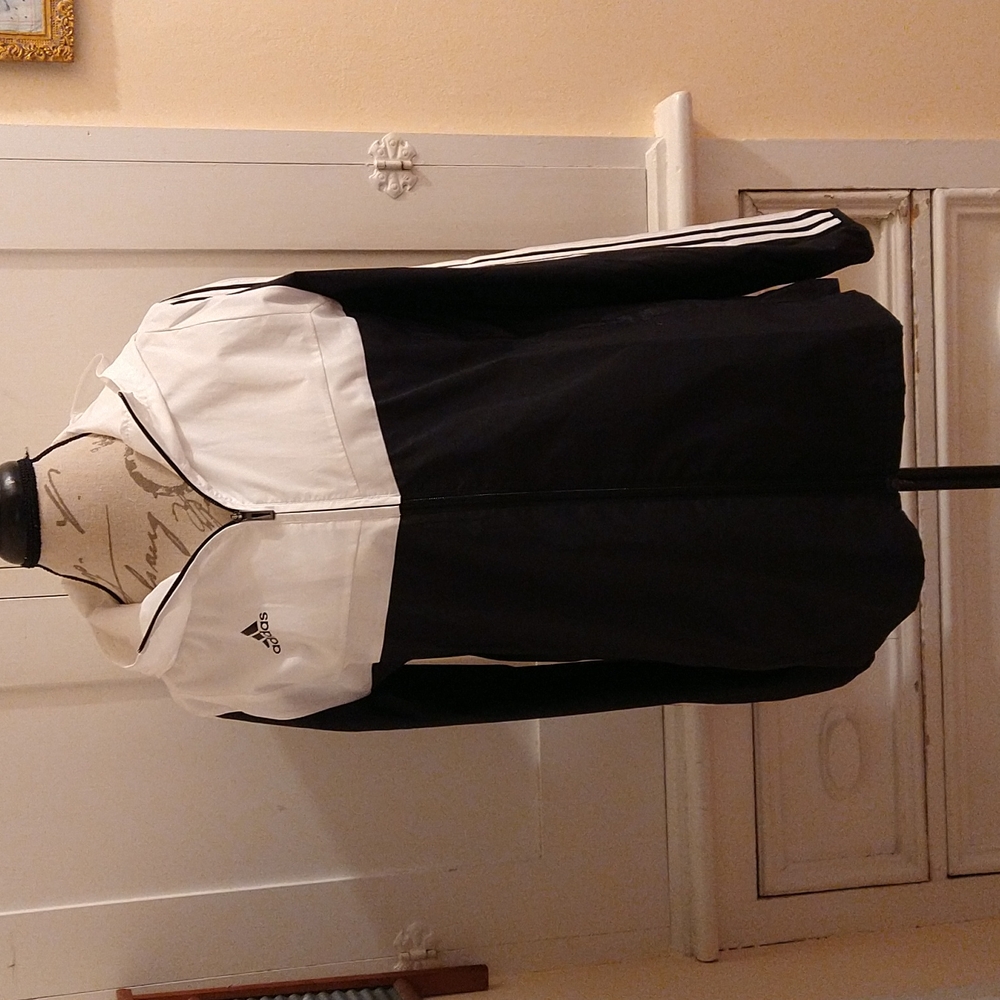 Adidas black and white windbreaker Sz M - Picture 1 of 9